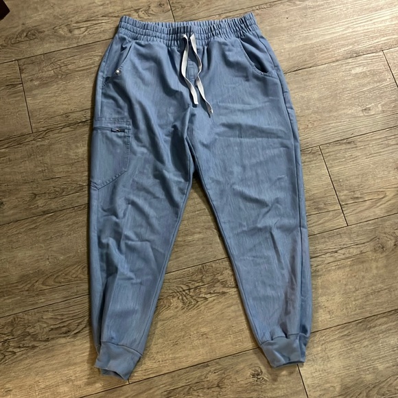 Figs Pants - Figs Medium Petite High Waisted Zamora Bottoms in Heather Indigo